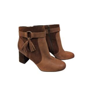 Born Toco Tassel Ankle Booties in Brown Leather size 9.5